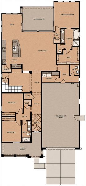 2D floor plan layout for the Live Oak w/Loft by Fulton Homes in Groves at Barney Farms, Queen Creek, AZ (Image 3).