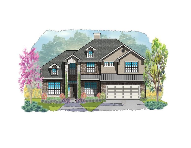 Representative rendering of the exterior for the Travis by Steve Klein Custom Builder (Image 1).