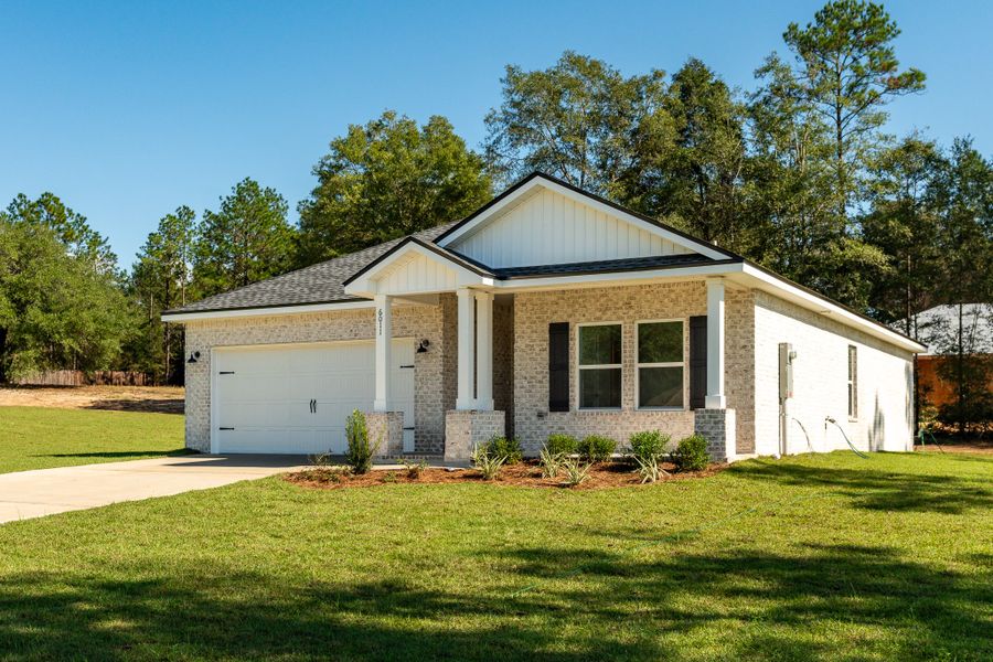 Representative exterior photo of a completed home built from the Maybell I by CJL Homes in Oak Hollow, Crestview, FL (Image 2).