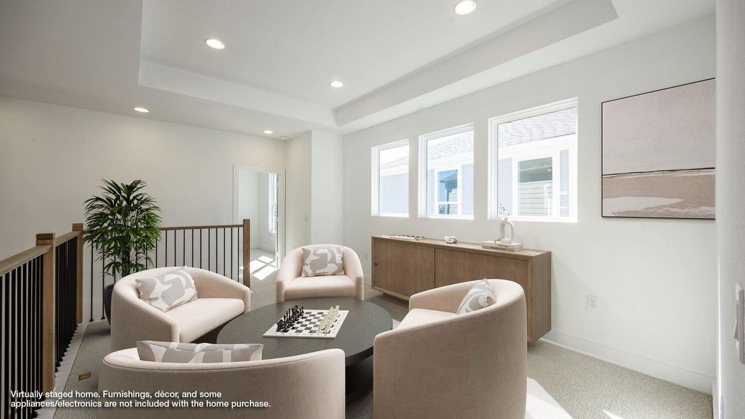 Furnished interior view inside a new home in Easton Park 40', Austin (Image 7). Furnished interior view inside a new home in Easton Park 40', Austin (Image 7).