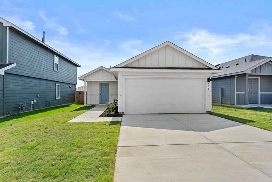 Front exterior of a new home in Sunset Oaks, Maxwell, TX, highlighting curb appeal (Image 1). Front exterior of a new home in Sunset Oaks, Maxwell, TX, highlighting curb appeal (Image 1).