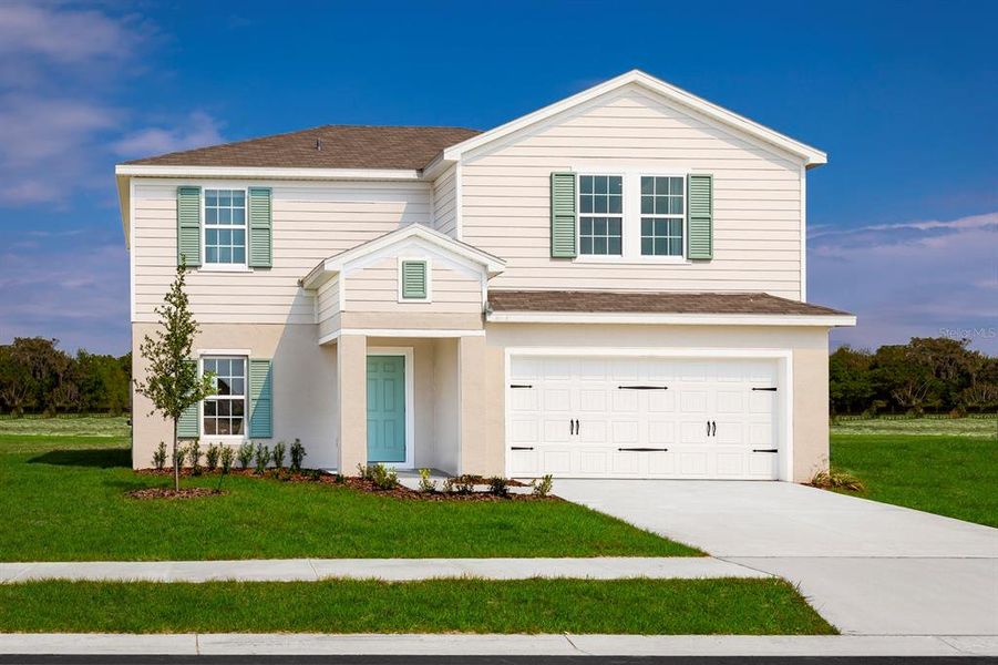 Front exterior of a new home in Crystal Lake Preserve, Dundee, FL, highlighting curb appeal (Image 1). Front exterior of a new home in Crystal Lake Preserve, Dundee, FL, highlighting curb appeal (Image 1).
