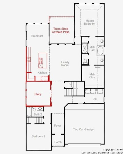 2D floor plan layout of this home in Nopal Valley, San Antonio, TX (Image 3).