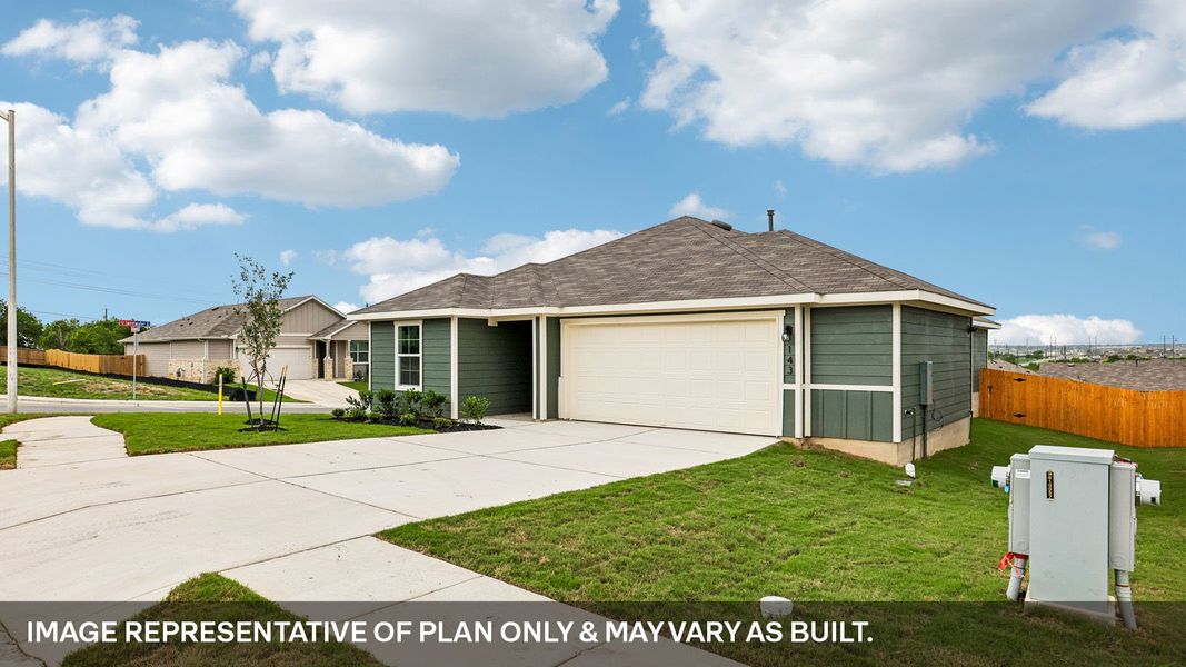 Representative exterior photo of a completed home built from the The Easton by D.R. Horton in Talavera, Kyle, TX (Image 21). Representative exterior photo of a completed home built from the The Easton by D.R. Horton in Talavera, Kyle, TX (Image 21).