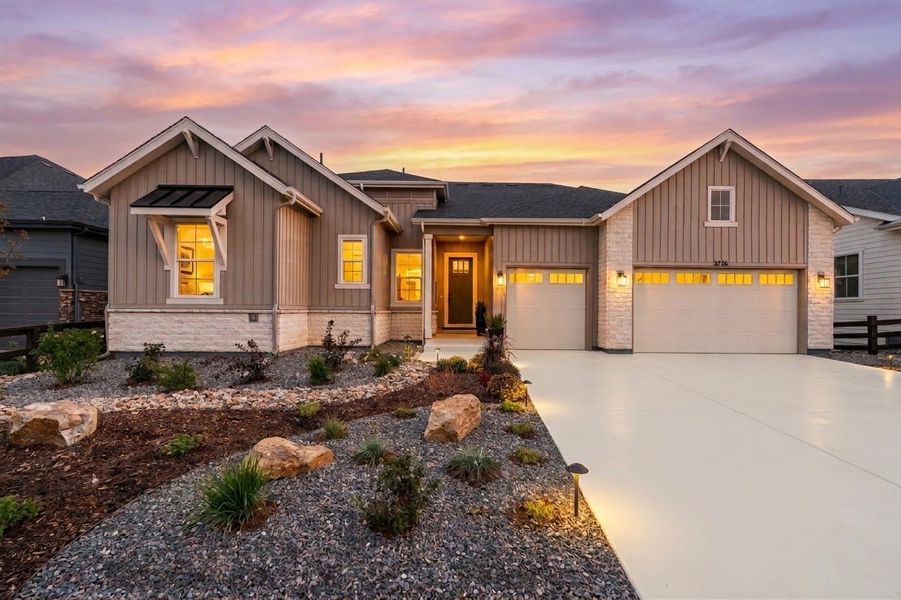 Representative exterior photo of a completed home built from the Wildrose by Taylor Morrison in Macanta, Castle Rock, CO (Image 1). Representative exterior photo of a completed home built from the Wildrose by Taylor Morrison in Macanta, Castle Rock, CO (Image 1).