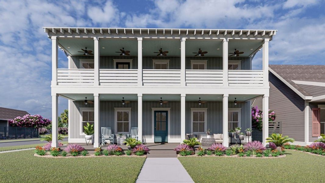 Representative exterior photo of a completed home built from the The Aneto by New Leaf Builders in The Domus Collection at Midtown Nexton, Summerville, SC (Image 6). Representative exterior photo of a completed home built from the The Aneto by New Leaf Builders in The Domus Collection at Midtown Nexton, Summerville, SC (Image 6).