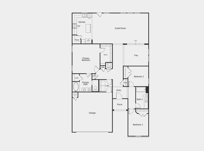 2D floor plan layout for the 1838 by KB Home in Briscoe Falls, Richmond, TX (Image 3).