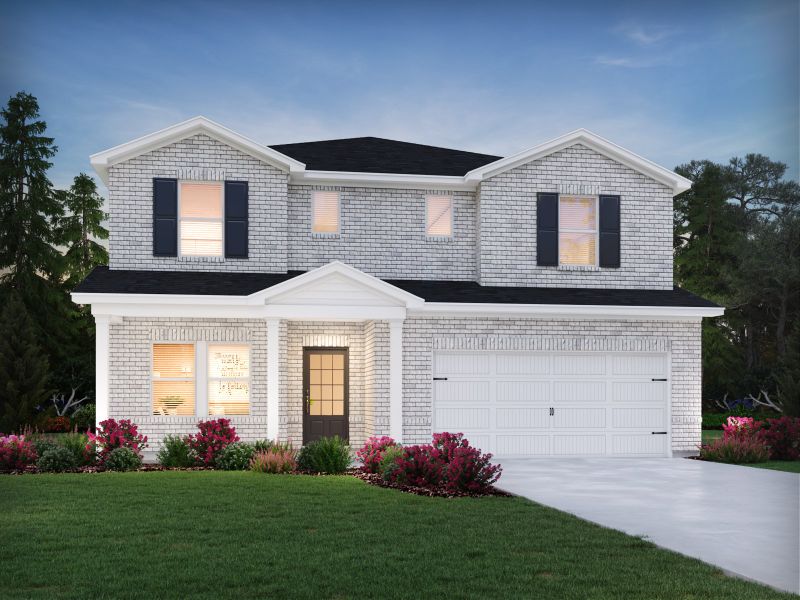 Representative exterior photo of a completed home built from the Johnson by Meritage Homes in Harmony Manor, Fairburn, GA (Image 1).