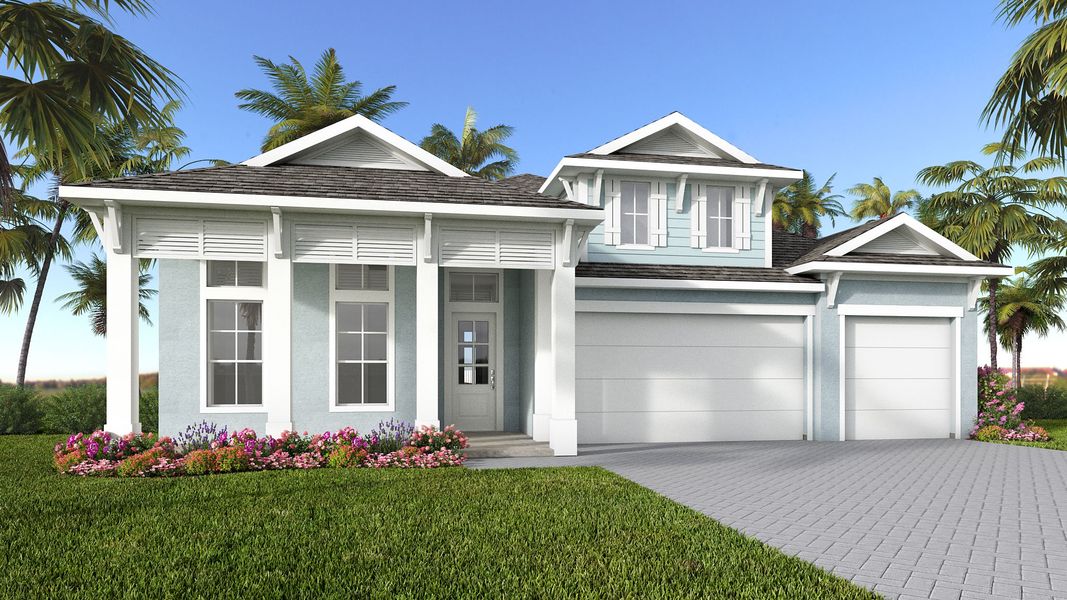 Representative exterior photo of a completed home built from the 3087F by Perry Homes in Reserve at Berry Bay, Wimauma, FL (Image 5).