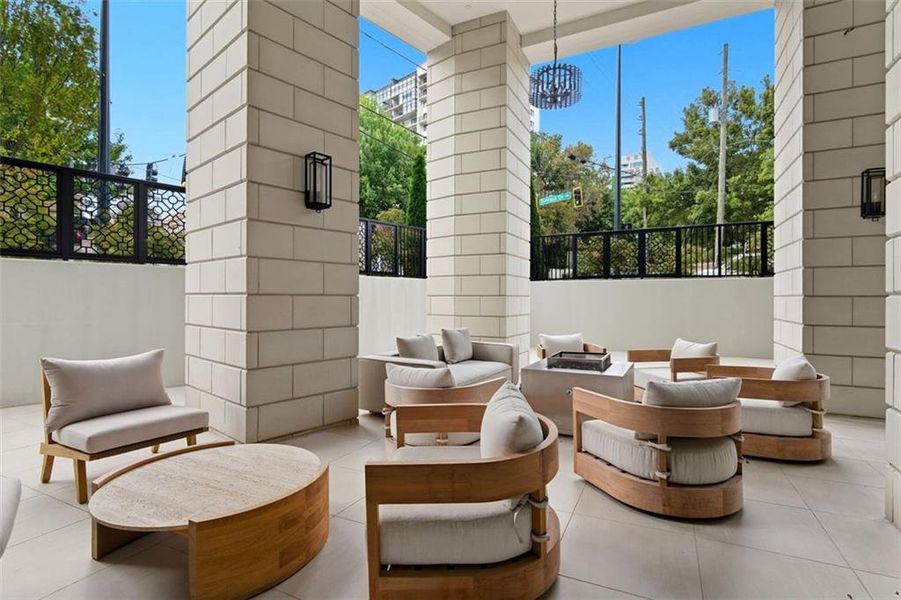 Exterior details and patio area of a home in The Dillon Buckhead, Atlanta (Image 27).