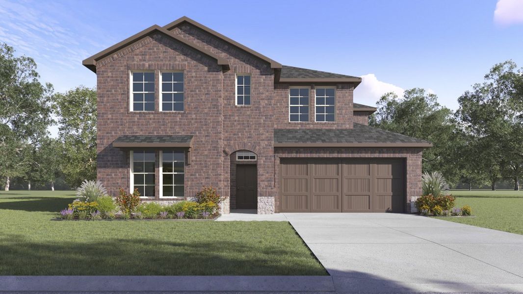 Representative exterior photo of a completed home built from the Englewood by D.R. Horton in The Woods at Lindsey Place, Anna, TX (Image 1). Representative exterior photo of a completed home built from the Englewood by D.R. Horton in The Woods at Lindsey Place, Anna, TX (Image 1).