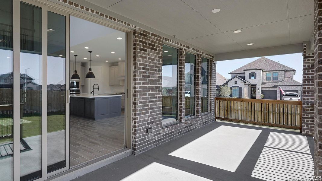 Exterior details and patio area of a home in Arcadia Ridge 50', San Antonio (Image 24).