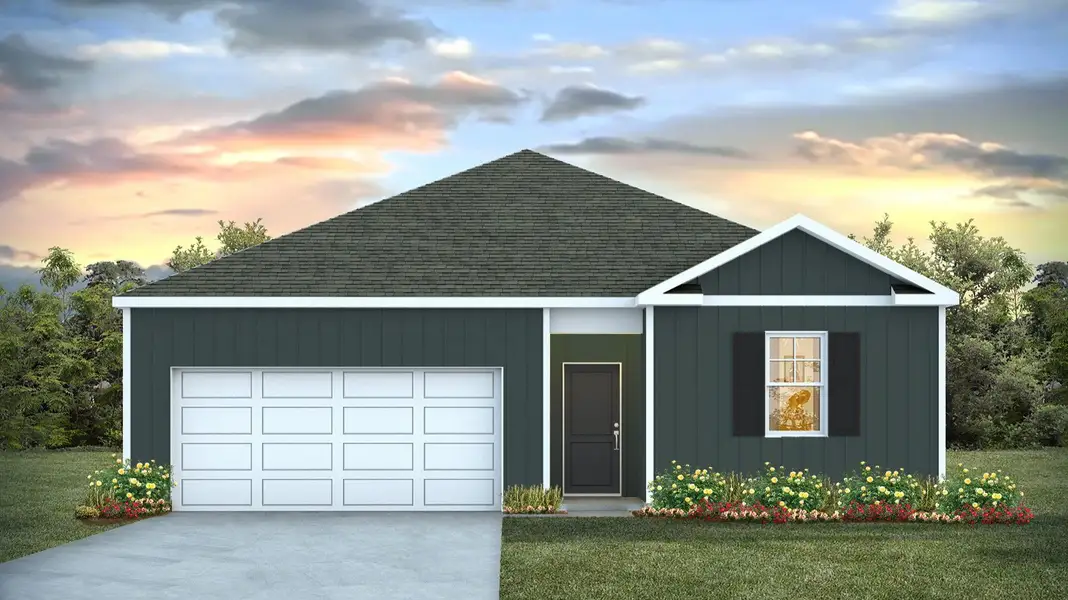 Front exterior of a new home in Leatherstone, Blythewood, SC, highlighting curb appeal (Image 1). Front exterior of a new home in Leatherstone, Blythewood, SC, highlighting curb appeal (Image 1).