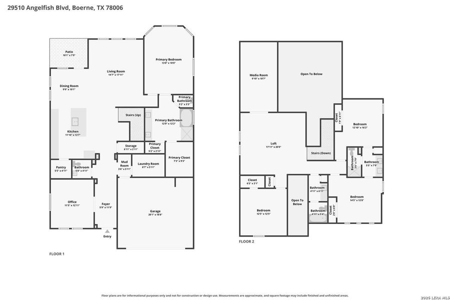 2D floor plan layout of this home in Fox Falls, Boerne, TX (Image 6).