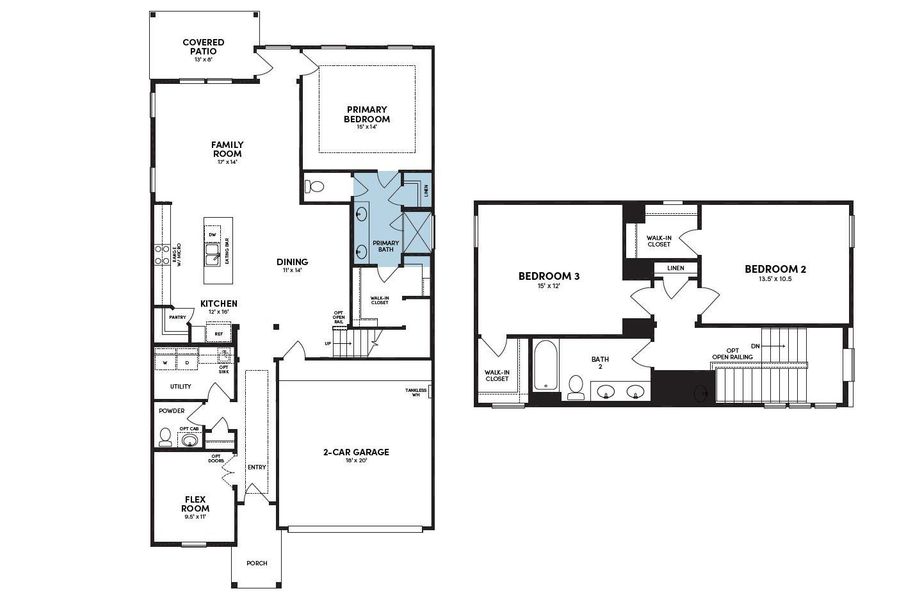 2D floor plan layout of this home in 45' Traditional Homes at Elyson, Katy, TX (Image 2). 2D floor plan layout of this home in 45' Traditional Homes at Elyson, Katy, TX (Image 2).