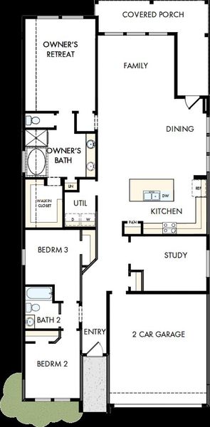 2D floor plan layout of this home in Brookewater - Terrace Collection, Rosenberg, TX (Image 4).