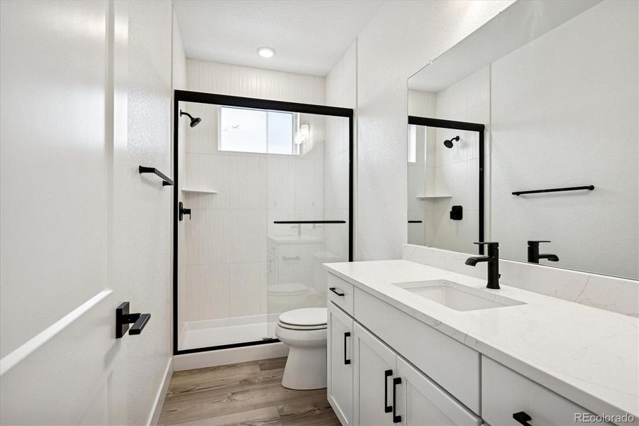 BONUS ROOM 3/4 bath is one step outside the door for convenience; QUARTZ counters BONUS ROOM 3/4 bath is one step outside the door for convenience; QUARTZ counters