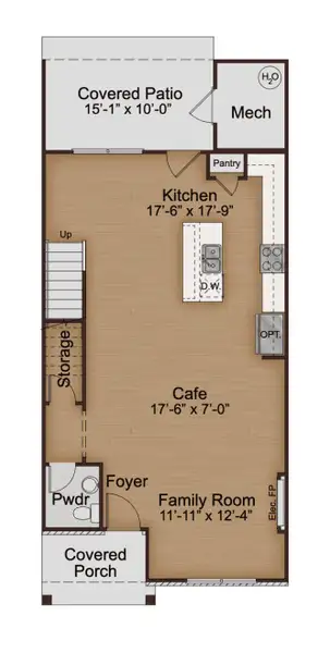 2D floor plan layout for the Rocket by McKinley Homes in Kinsley, Wake Forest, NC (Image 3).