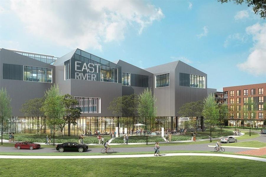 East River!!  Restaurants, retail, bike trails, golf course, roof top entertainment, weekend markets with music and more!  150 acres!