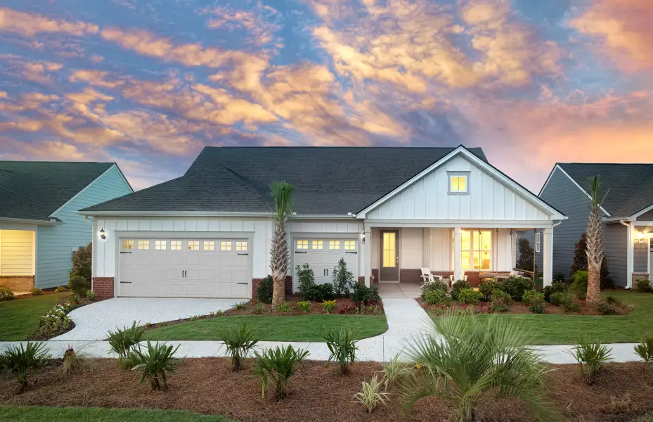 Front exterior of a new home in Del Webb North Myrtle Beach, Myrtle Beach, SC, highlighting curb appeal (Image 17).