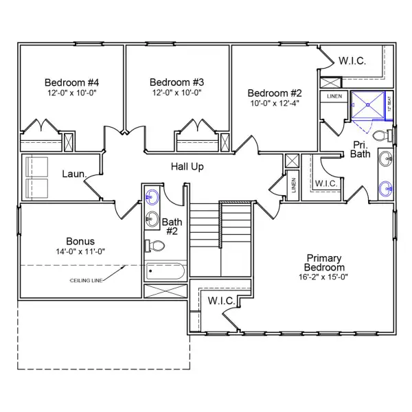 2D floor plan layout of this home in Indigo at Abbey Preserve, Wilmington, NC (Image 4).