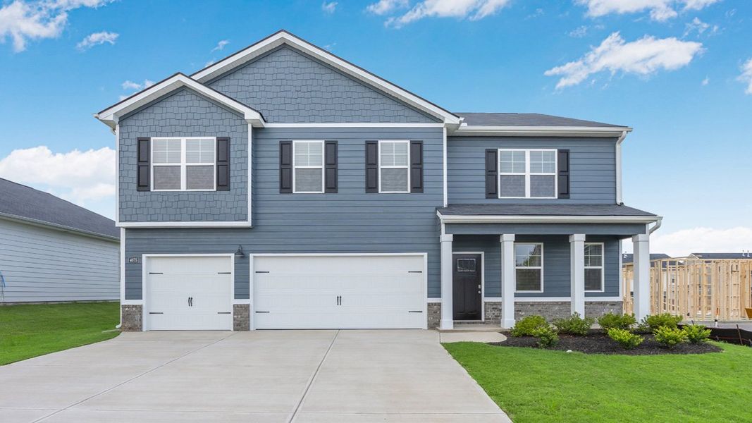 Front exterior of a new home in Highland Hills, Graniteville, SC, highlighting curb appeal (Image 1). Front exterior of a new home in Highland Hills, Graniteville, SC, highlighting curb appeal (Image 1).