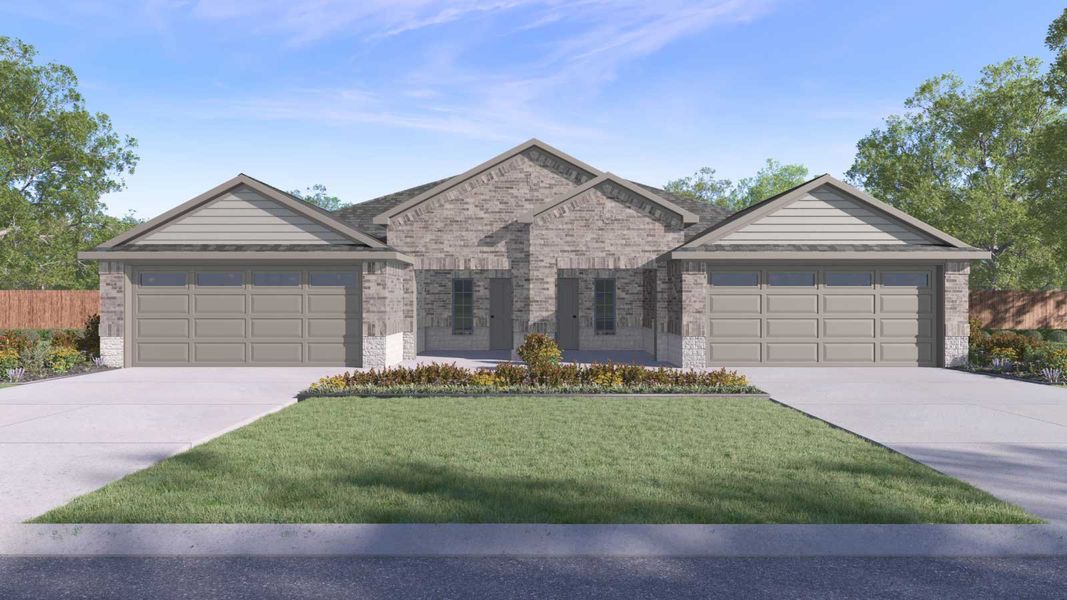 Representative exterior photo of a completed home built from the The Willow by D.R. Horton in Palomino, Manor, TX (Image 19).