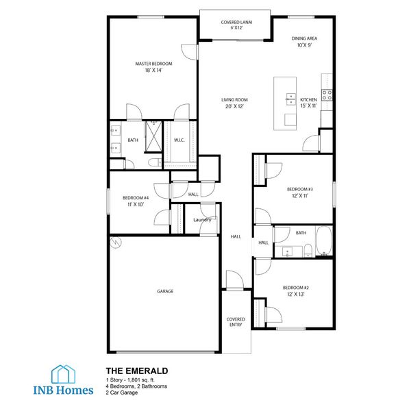 2D floor plan layout for the The Emerald by INB Homes in Palm Bay, Palm Bay, FL (Image 6). 2D floor plan layout for the The Emerald by INB Homes in Palm Bay, Palm Bay, FL (Image 6).