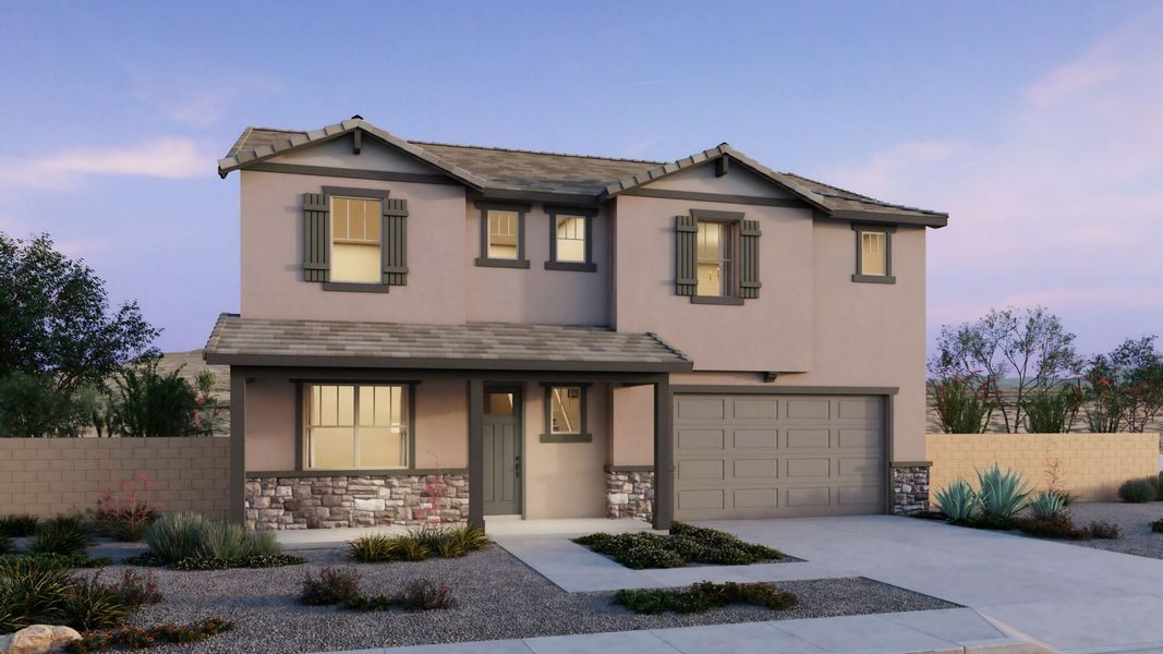 Representative exterior photo of a completed home built from the Revere by Mattamy Homes in Montelena, Marana, AZ (Image 14).