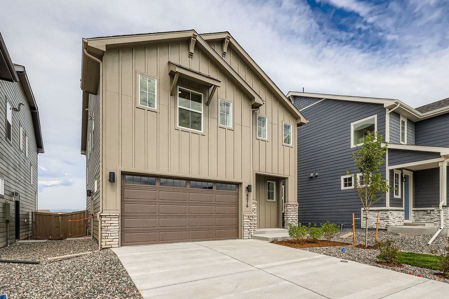 Front exterior of a new home in Sterling Ranch 40s, Colorado Springs, CO, highlighting curb appeal (Image 18).