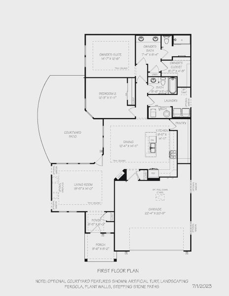 2D floor plan layout for the Palazzo by Epcon Communities in The Courtyards at Redbud Lane, Holly Springs, GA (Image 35).