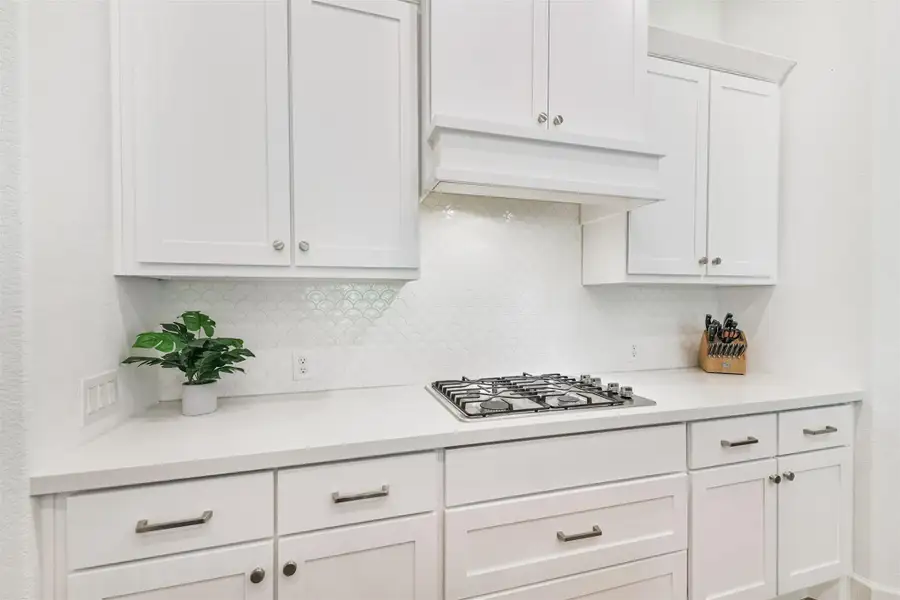 Pots and pan drawers, upgraded venthood, quartz counters, and designer backsplash are beautiful and functional features of this bright kitchen. Pots and pan drawers, upgraded venthood, quartz counters, and designer backsplash are beautiful and functional features of this bright kitchen.