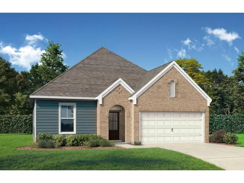 Front exterior of a new home in Woods Crossing, Gallatin, TN, highlighting curb appeal (Image 1). Front exterior of a new home in Woods Crossing, Gallatin, TN, highlighting curb appeal (Image 1).
