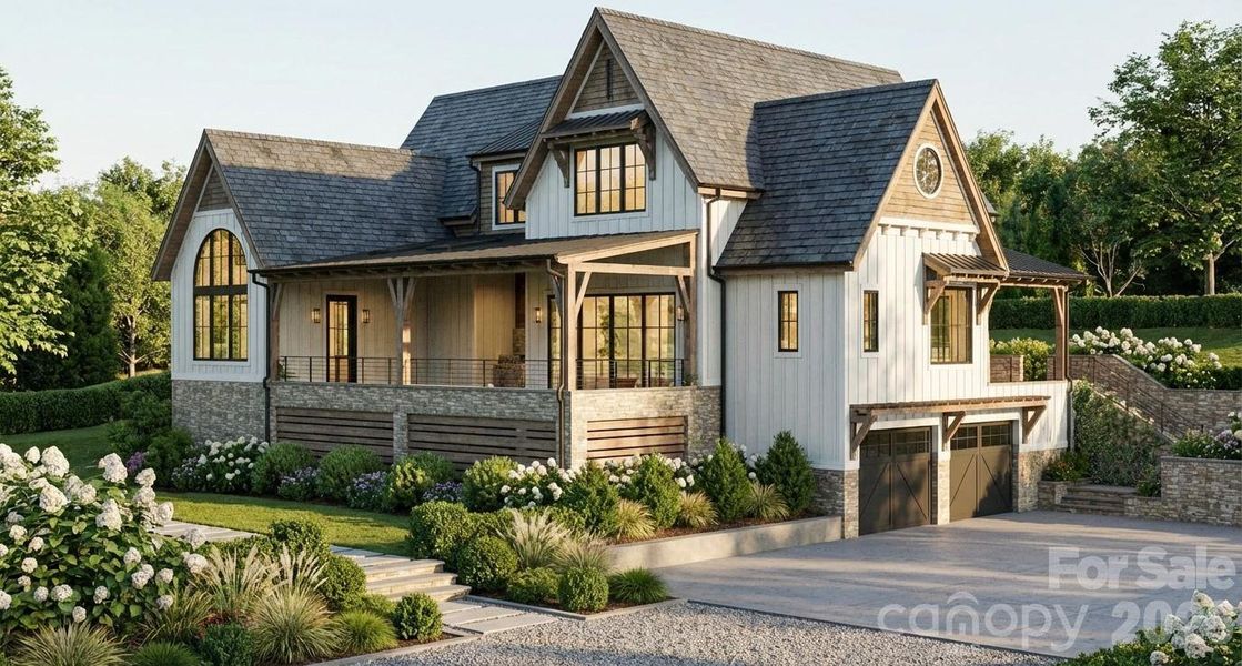 Front exterior of a new home in , Weaverville, NC, highlighting curb appeal (Image 14).