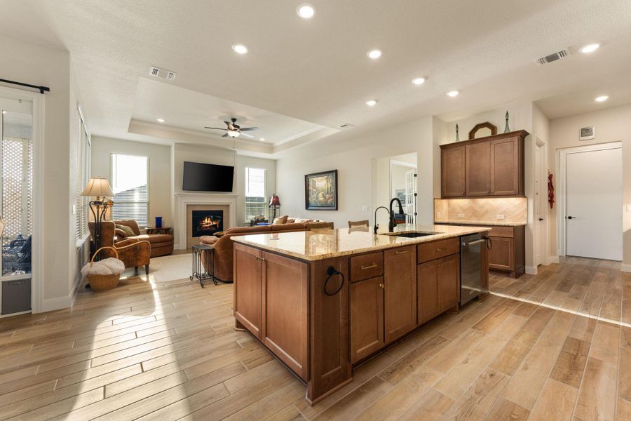 The open floor plan leaves you connected, even if you're in the kitchen cooking! The open floor plan leaves you connected, even if you're in the kitchen cooking!