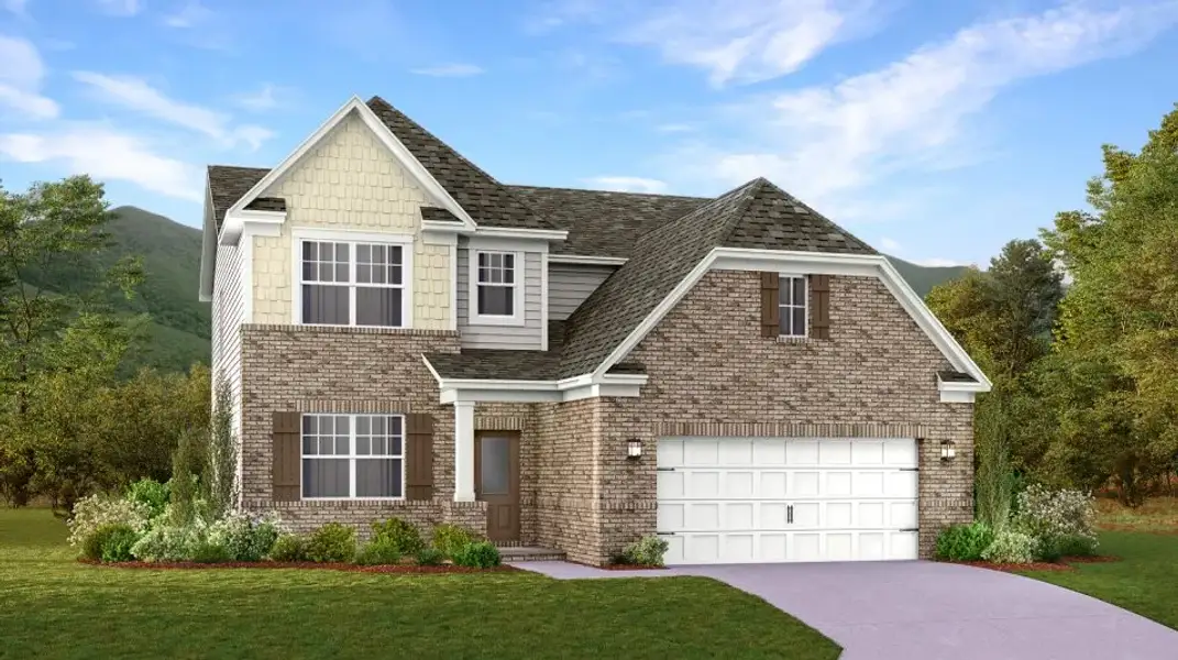 Front exterior of a new home in Ross Farms, Clarksville, TN, highlighting curb appeal (Image 1). Front exterior of a new home in Ross Farms, Clarksville, TN, highlighting curb appeal (Image 1).