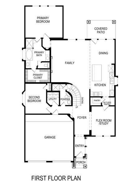 2D floor plan layout for the Caroline F by First Texas Homes in Bear Creek, Cedar Hill, TX (Image 7).