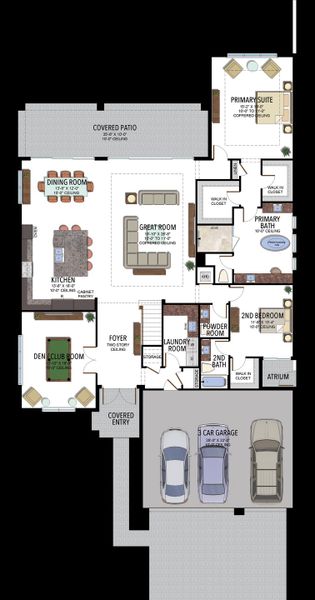 2D floor plan layout for the Pacifica by GL Homes in Lotus Edge, Boca Raton, FL (Image 3).