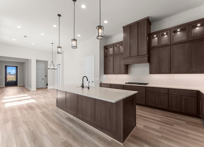 Space for Stools at the Island, Pendant Lighting, and Under Cabinet Lighting Space for Stools at the Island, Pendant Lighting, and Under Cabinet Lighting