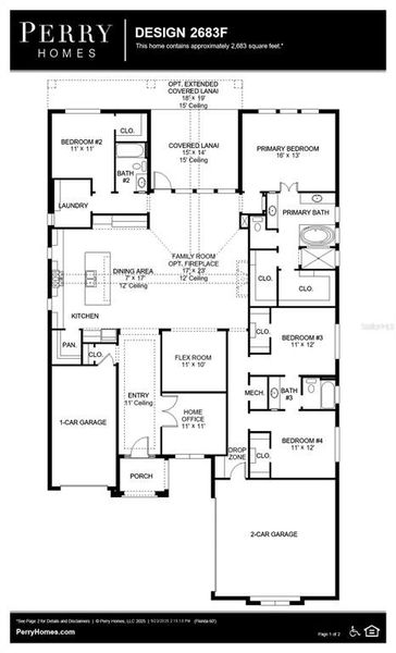 2D floor plan layout of this home in Southern Hills 65', Brooksville, FL (Image 3).