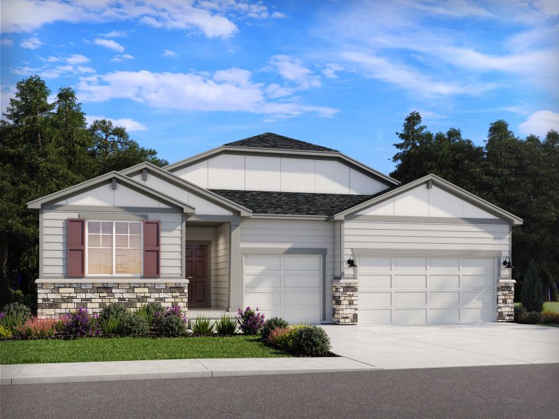 Representative exterior photo of a completed home built from the The Granby by Meritage Homes in Paint Brush Hills, Peyton, CO (Image 2).
