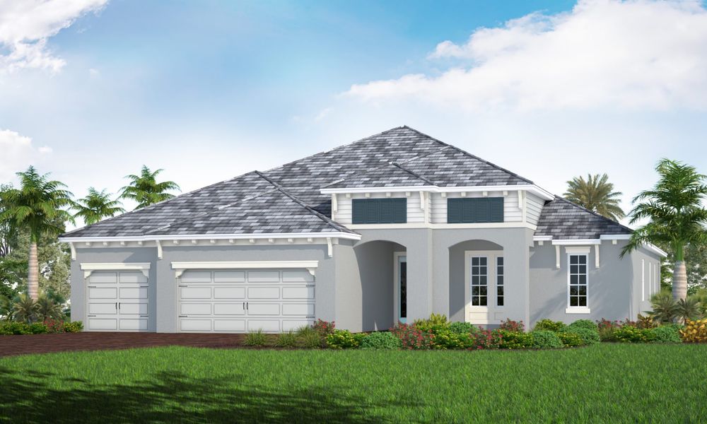 Representative exterior photo of a completed home built from the Kiawah 2 by Neal Communities in Windward, Sarasota, FL (Image 1). Representative exterior photo of a completed home built from the Kiawah 2 by Neal Communities in Windward, Sarasota, FL (Image 1).
