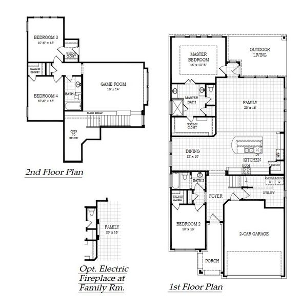 2D floor plan layout for the Peyton by Chesmar Homes in Highland Village, Georgetown, TX (Image 3).