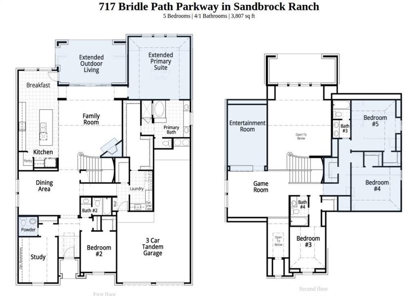 2D floor plan layout of this home in Sandbrock Ranch, Aubrey, TX (Image 4).