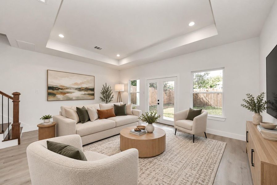 Virtually staged living room. Virtually staged living room.