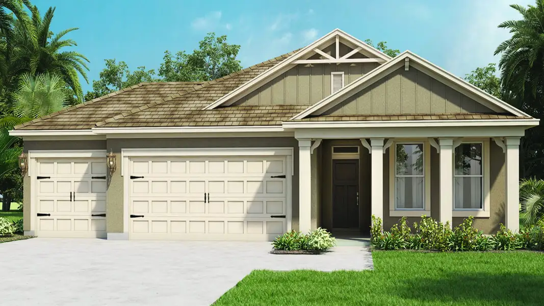 Front exterior of a new home in Harmony West, St. Cloud, FL, highlighting curb appeal (Image 2).
