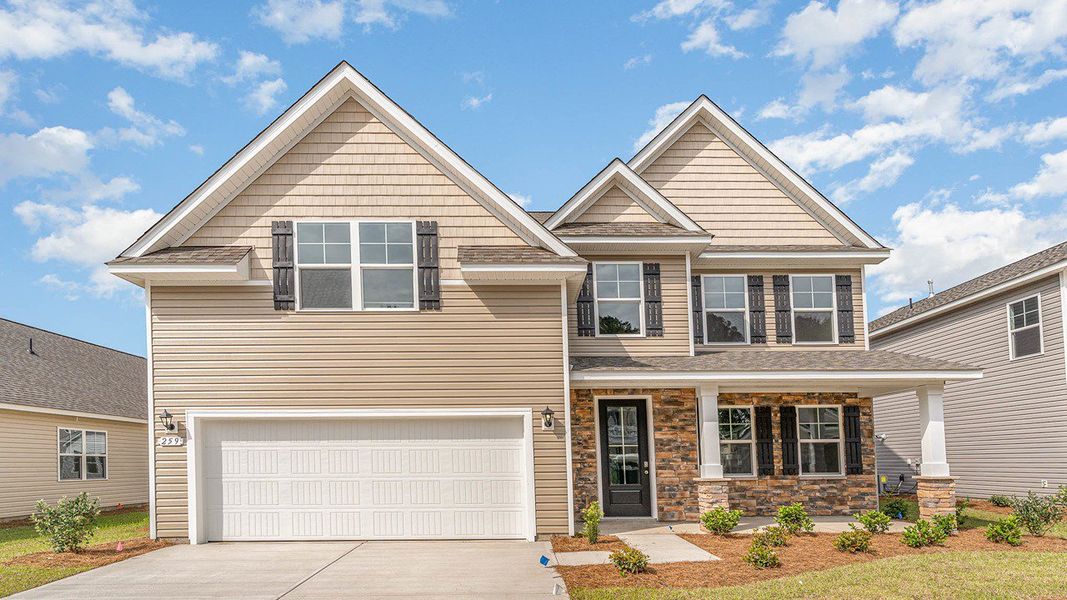 Representative exterior photo of a completed home built from the Forrester by D.R. Horton in Heron Pointe, Myrtle Beach, SC (Image 2). Representative exterior photo of a completed home built from the Forrester by D.R. Horton in Heron Pointe, Myrtle Beach, SC (Image 2).