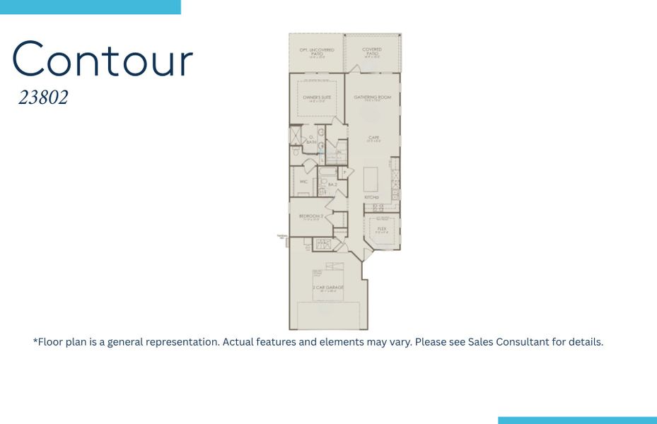 2D floor plan layout of this home in Del Webb Wilmington at Mallory Creek, Leland, NC (Image 4).