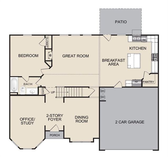 2D floor plan layout of this home in , Hoschton, GA (Image 3).