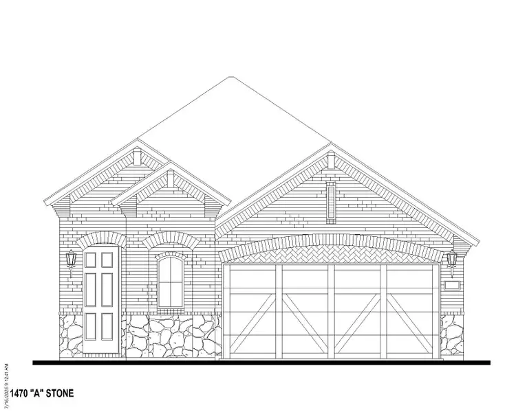 Plan 1470 Elevation A w/ Stone Plan 1470 Elevation A w/ Stone